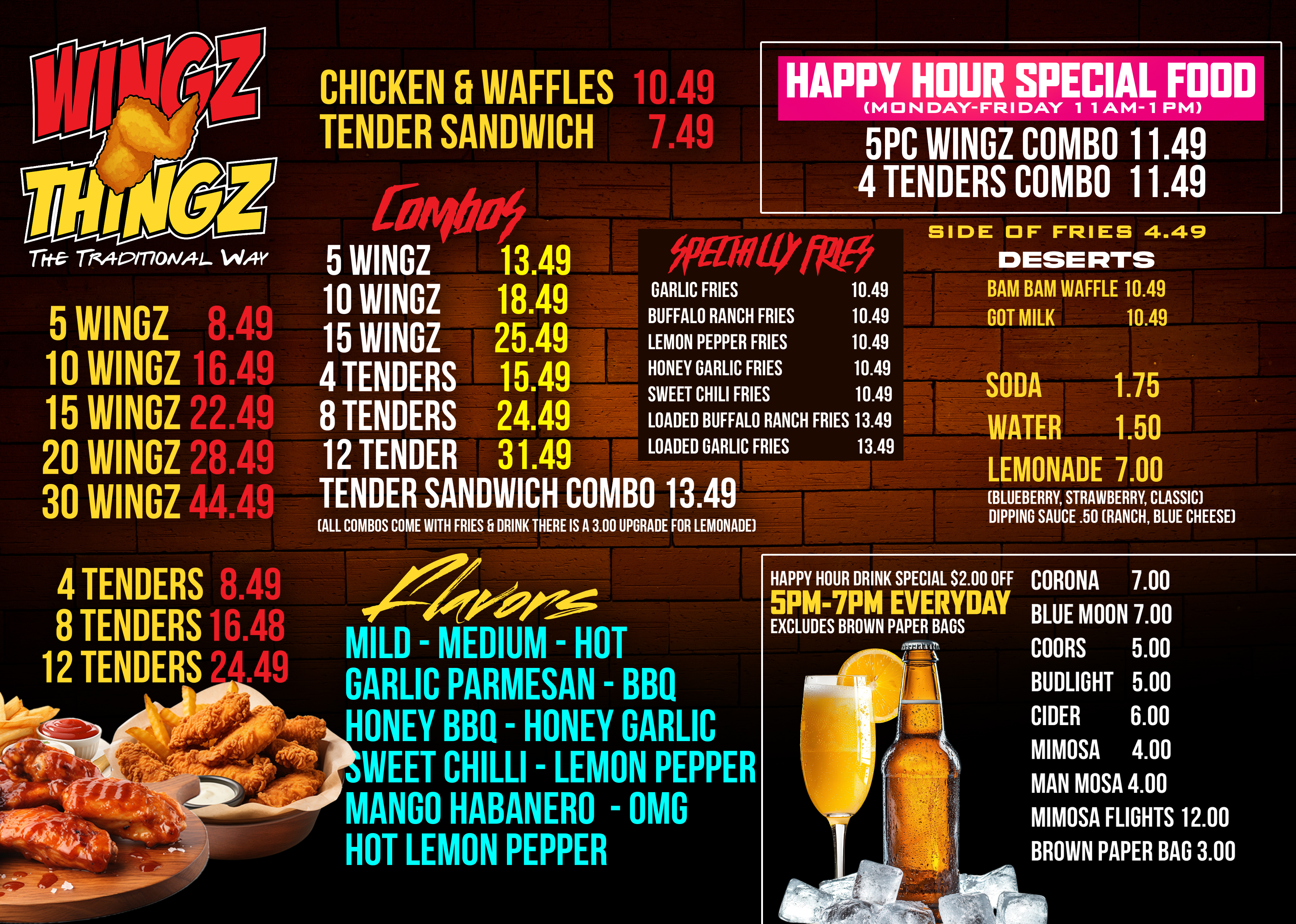 wingz and thingz menu
