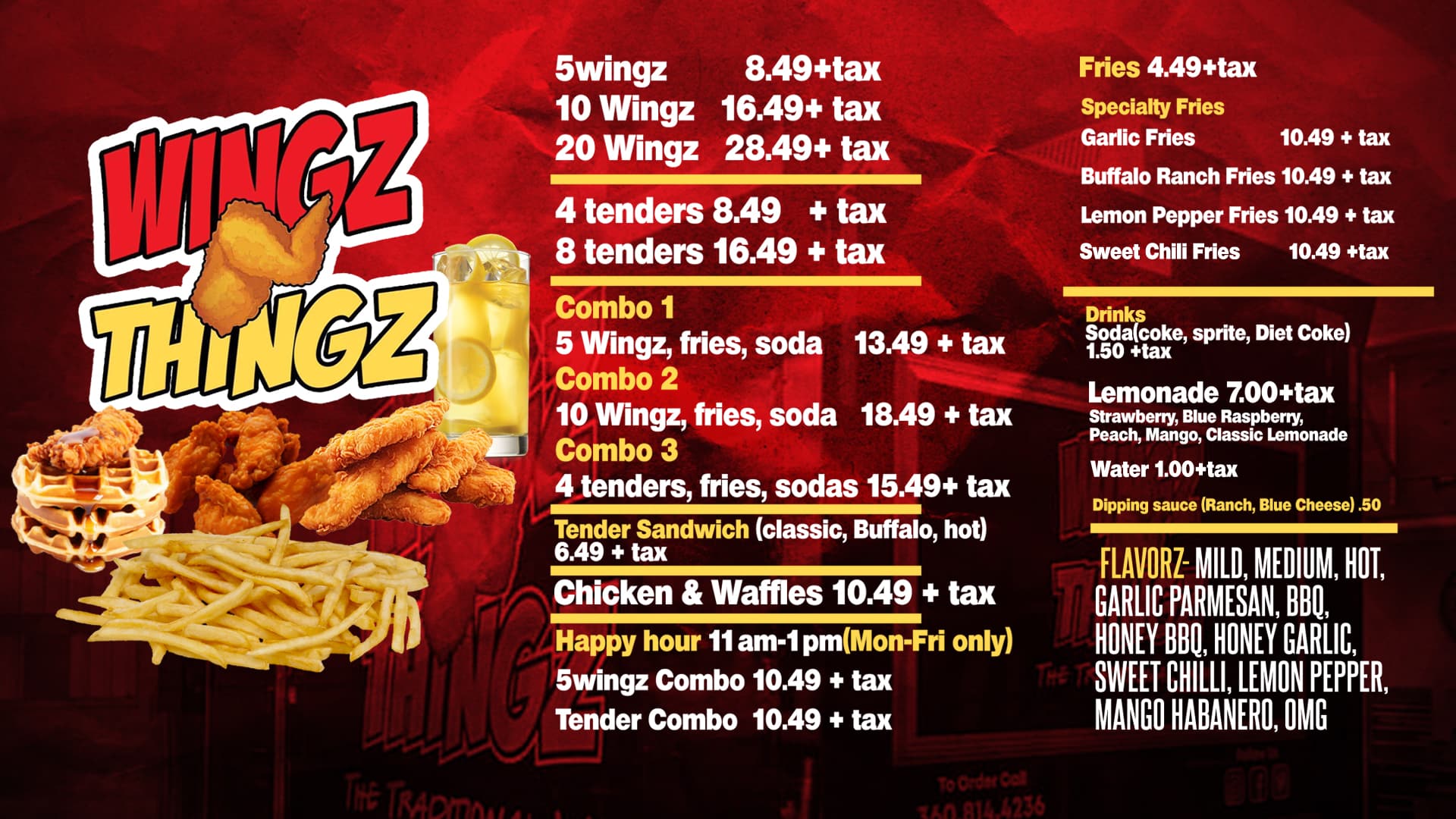 wingz and thingz menu